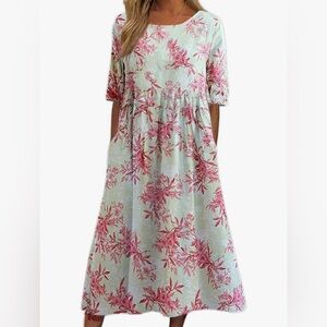 Cute Loose Flowy Floral Midi Dress